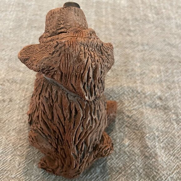 St Bernard Brown Clay Dog Figure Signed by Artist 4" x 3" - Picture 5 of 7